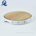 Kundenspezifische runde Keramikplatte mit Holzschale